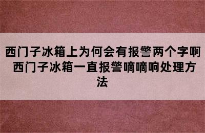 西门子冰箱上为何会有报警两个字啊 西门子冰箱一直报警嘀嘀响处理方法